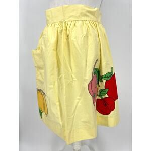 Vintage Kitchen Apron Handmade Appliqué Fruit Yellow